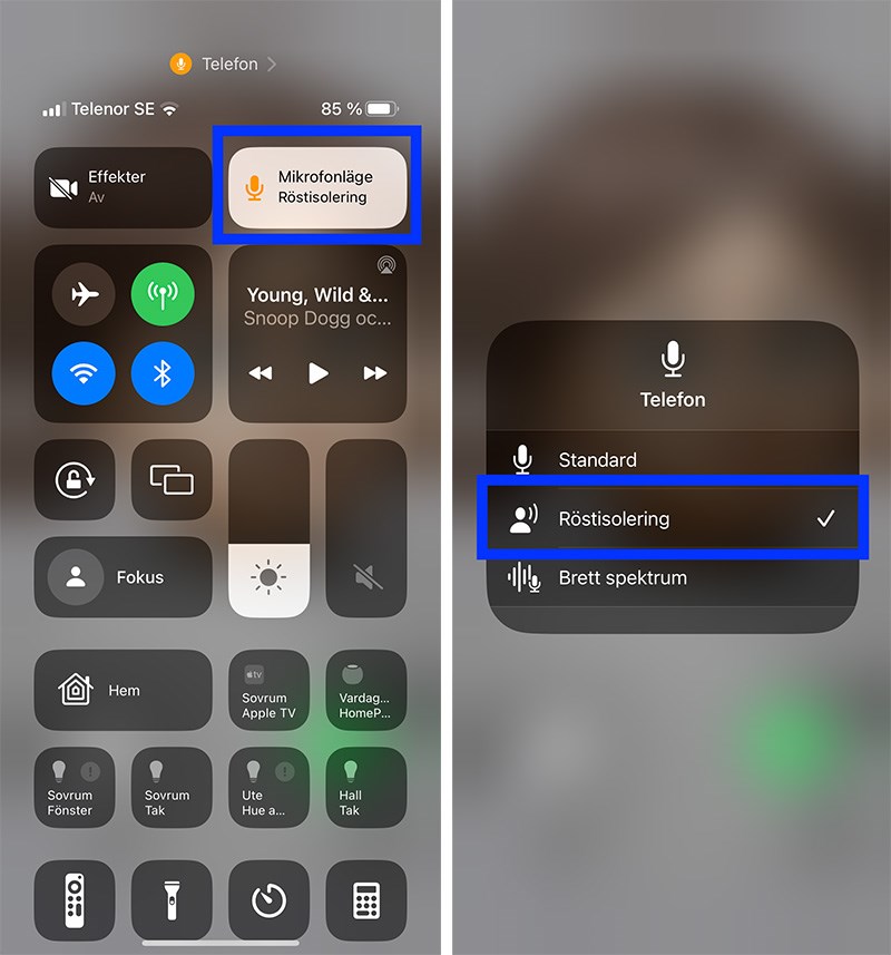 Aktivera röstisolering på en iOS-enhet