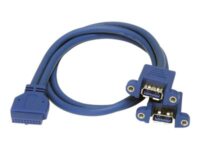 StarTech.com 2 Port Panel Mount USB 3.0 Cable - USB A to Motherboard Header Cable F/F (USB3SPNLAFHD) - USB-intern till extern kabel - USB typ A till 20 stifts IDC - 50 cm