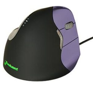Evoluent VerticalMouse 4 Small - Vertikal mus - högerhänt - optisk - 6 knappar - kabelansluten - USB - lila/svart