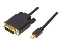 DELTACO DP-DVI102 - DisplayPort-kabel - enkel länk - Mini DisplayPort (hane) till DVI-D (hane) - 1 m - svart
