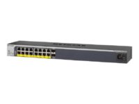 NETGEAR Smart GS418TPP - Switch - L3 Lite - smart - 16 x 10/100/1000 (PoE+) + 2 x SFP - skrivbordsmodell, rackmonterbar - PoE+ (240 W)