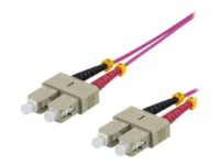 DELTACO - Patch-kabel - SC/UPC-multiläge (hane) till SC/UPC-multiläge (hane) - 1 m - fiberoptisk - duplex - 50/125 mikron - OM4 - rosa