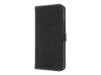 Insmat Exclusive Flip Case - Vikbart fodral för mobiltelefon - genuint läder, papper, kartong, polykarbonat, aluminiumfolie - svart - för OnePlus Nord
