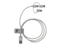Streetz - Laddnings-/datakabel - USB hane till mikro-USB typ B, Lightning, USB-C hane - 1 m - silver