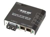Black Box Extreme Media Converter Switch 12-VDC - Fibermediekonverterare - GigE - 10Base-T, 1000Base-SX, 100Base-TX, 1000Base-T - RJ-45 / SC-läge (multi-mode) - upp till 550 m - 850 nm