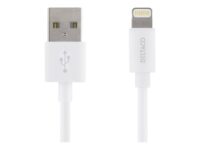 DELTACO IPLH-101B - Lightning-kabel - USB hane till Lightning hane - 1 m - vit (paket om 10) - för Apple iPad/iPhone/iPod (Lightning)