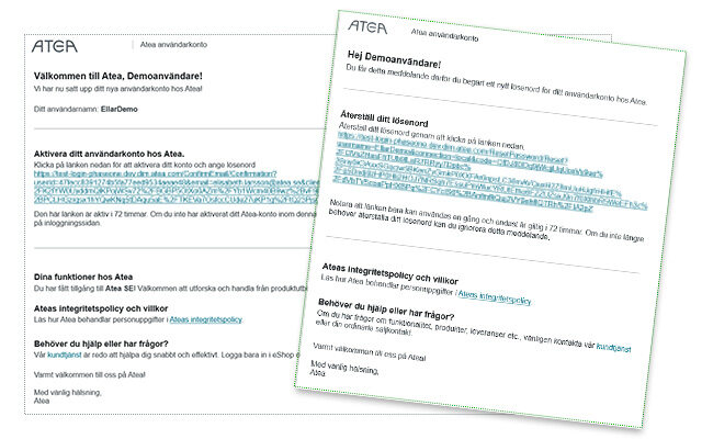 Ändrad layout av e-postmeddelanden