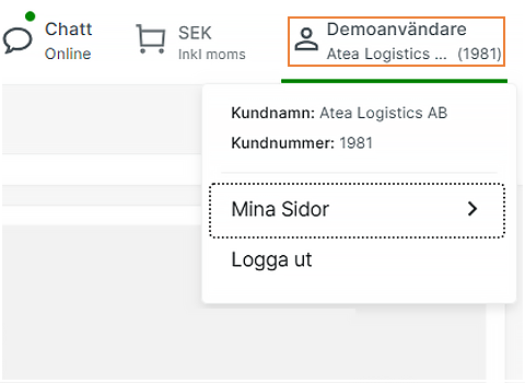 Menyn 'Mina sidor' har fått ny placering