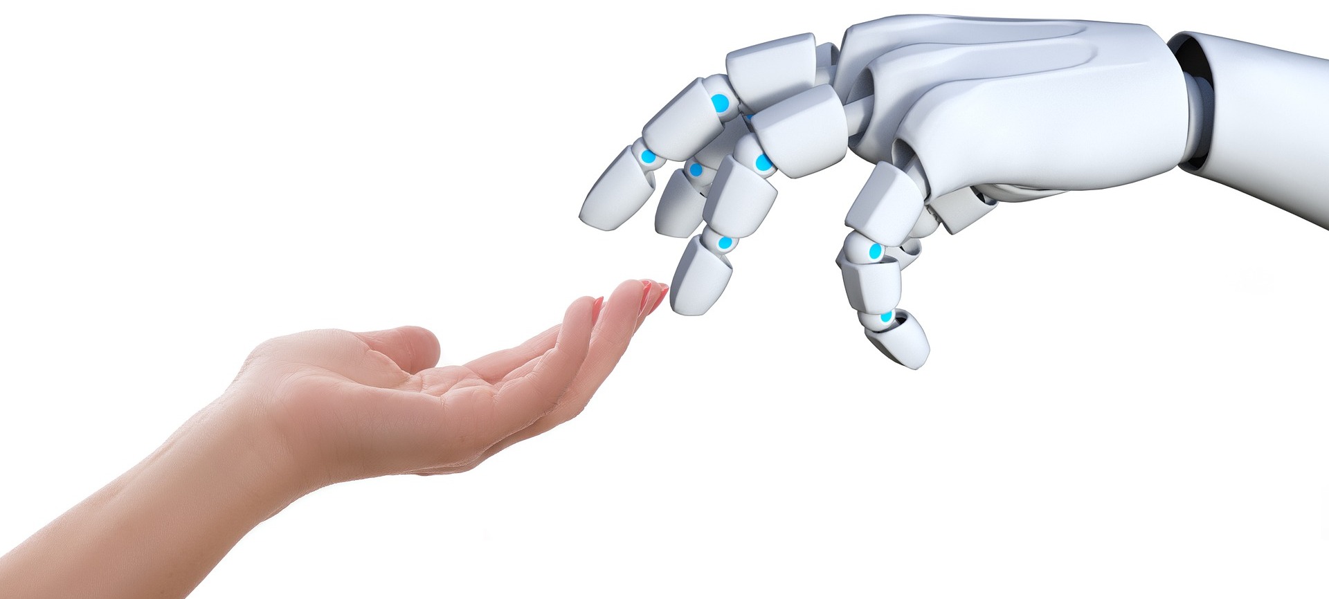 Mänsklig hand och en robothand