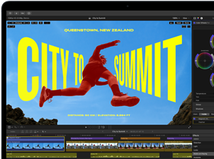 MacBook Air-skärm som visar videoredigering för att demonstrera möjligheterna med M5-chippet