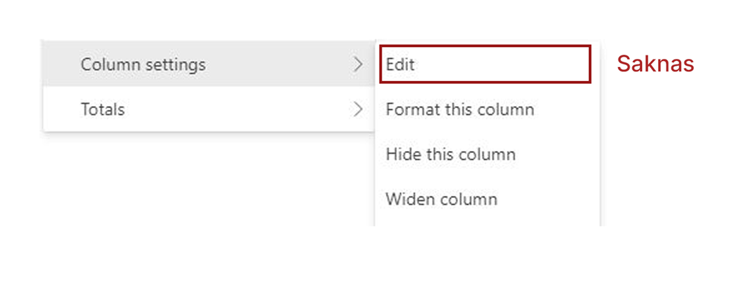 Microsoft lists edit saknas