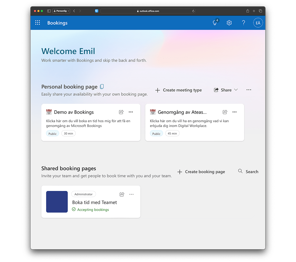 microsoft bookings överblick
