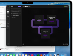 MacBook Air, på skärmen visas ett LLM-arbetsflöde i WebAI