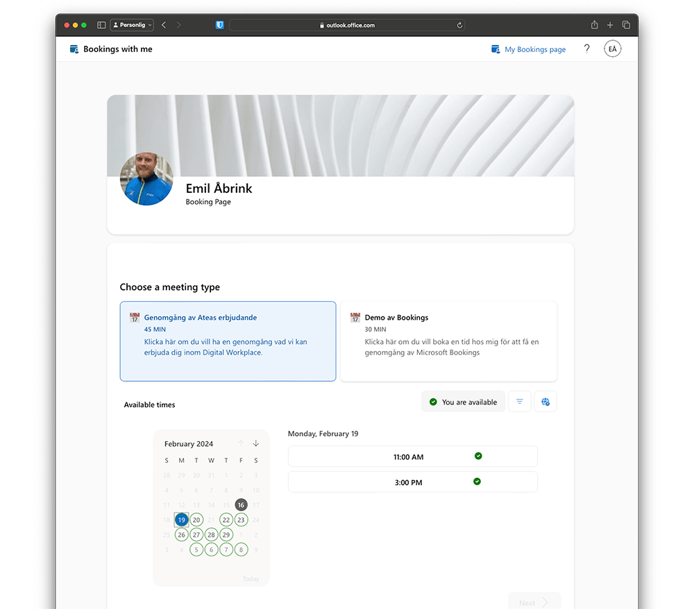 microsoft bookings boka överblick