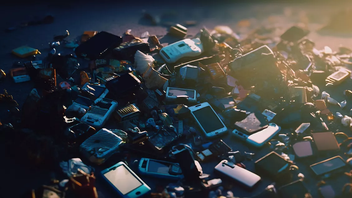 e-waste hög med it-produkter