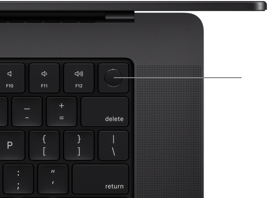 MacBook Pro-tangentbordet med Touch ID sett ovanifrån