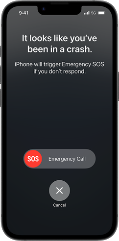 Demo av kraschdetektering på en iPhone 16e